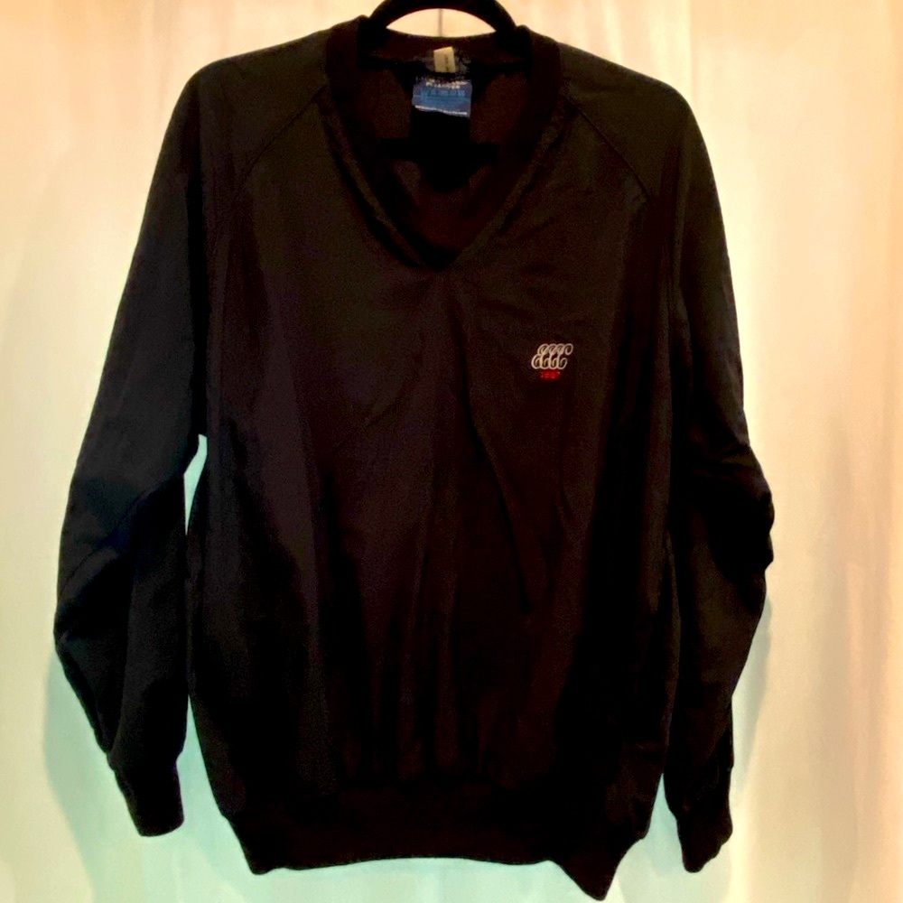 Sunderland Classic V-Neck LS Black Pullover Wind Shirt Great for Golf EUC MED
